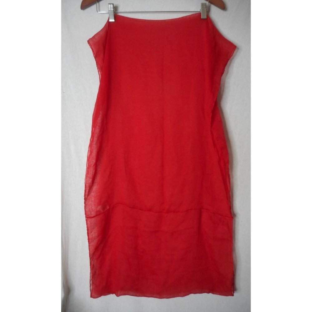 Red Sheer Infinity rectangle scarf